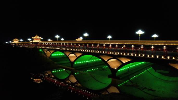 皇家驿站桥 廊桥练江河大桥夜景