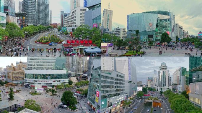 昆明市中心南屏街航拍