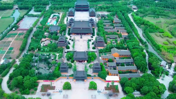 苏州阳澄湖重元旅游寺航拍