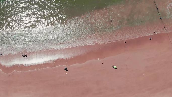 花鸟岛夏日大海沙滩海浪风光航拍