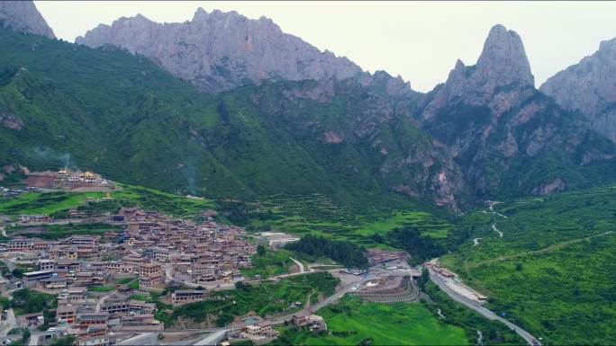 四川甘南地区扎尕那风景区航拍