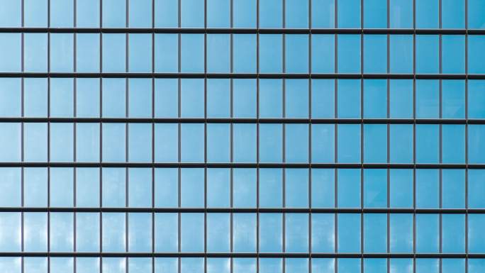 【4K】玻璃幕墙上的蓝天白云