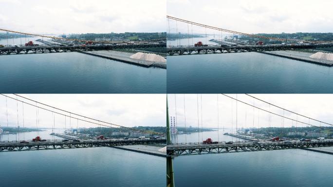 桥上半挂汽车跨海大桥大气震撼实拍