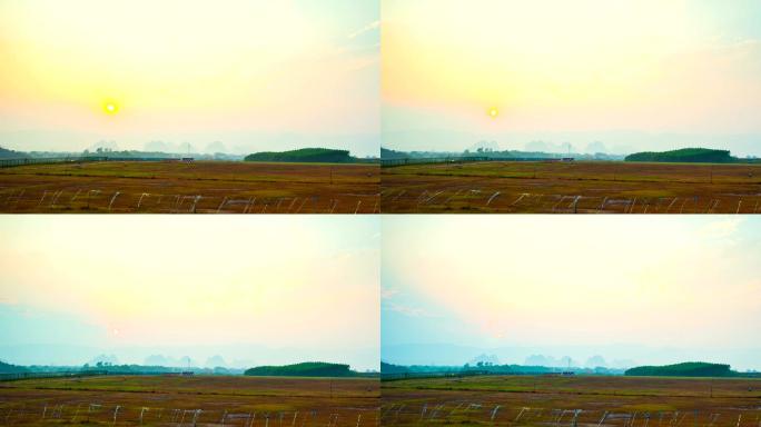 桂林山黎明火烧云彩云日出喷薄而出