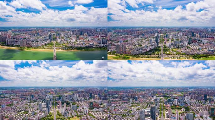 株洲市中轴线俯瞰河西天元区4K大范围延时