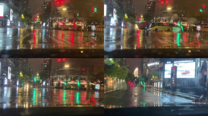 上海封城中的雨天红绿灯