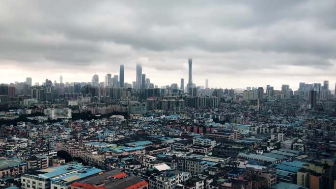 4K烟雨缭绕的广州城市延时