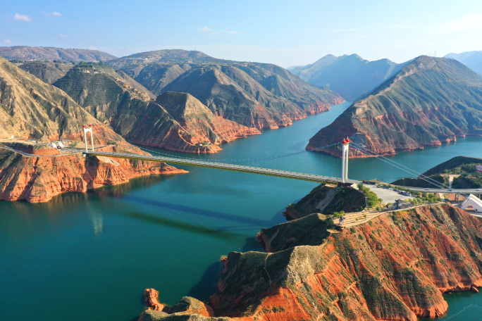 航拍 甘肃 刘家峡大桥 刘家峡水库