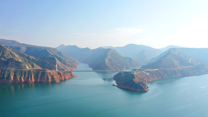 航拍 甘肃 刘家峡大桥 刘家峡水库