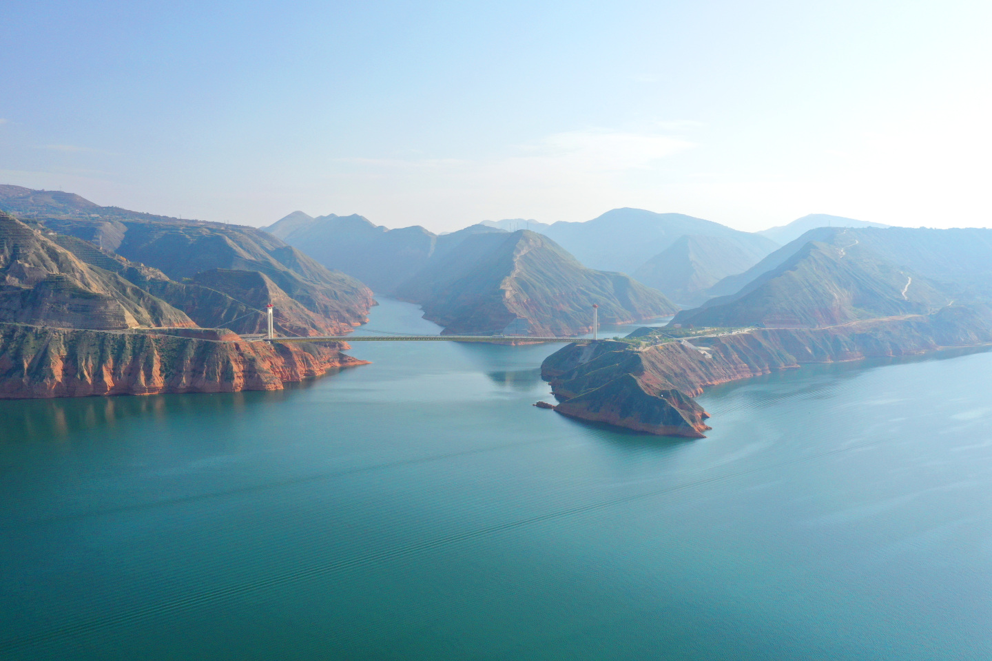 航拍 甘肃 刘家峡大桥 刘家峡水库