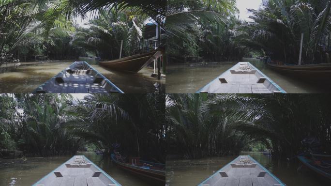乘坐木船穿越泰国南部美丽的path运河