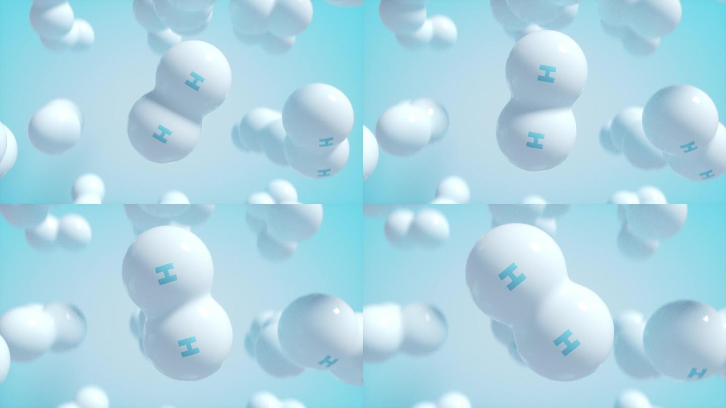 氢气分子抽象概念新能源C4D动态素材