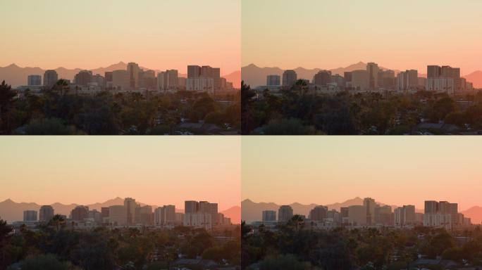 日落时分的亚利桑那州凤凰城市中心