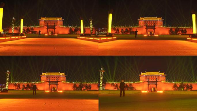 西安庆祝中国春节的古城墙南门灯饰展