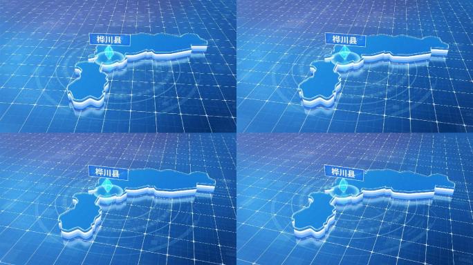 桦川县蓝色科技感定位地图ae模板