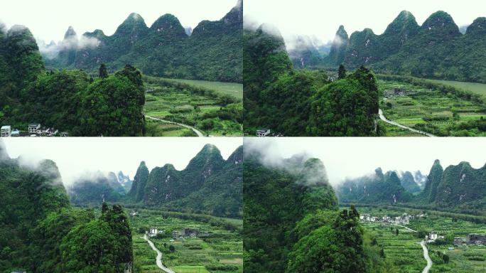 桂林 阳朔 兴坪 九马画山 云海 漓江