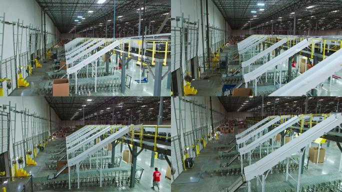 卡车装载码头和配送中心的装运区-无人机射击