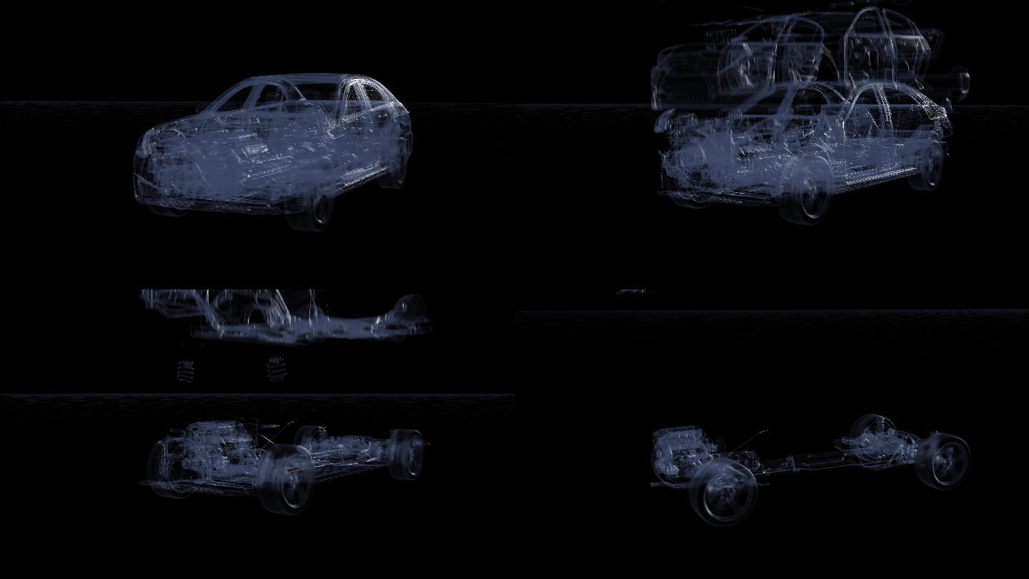 汽车分解线框动画3d 带通道 科技 未来