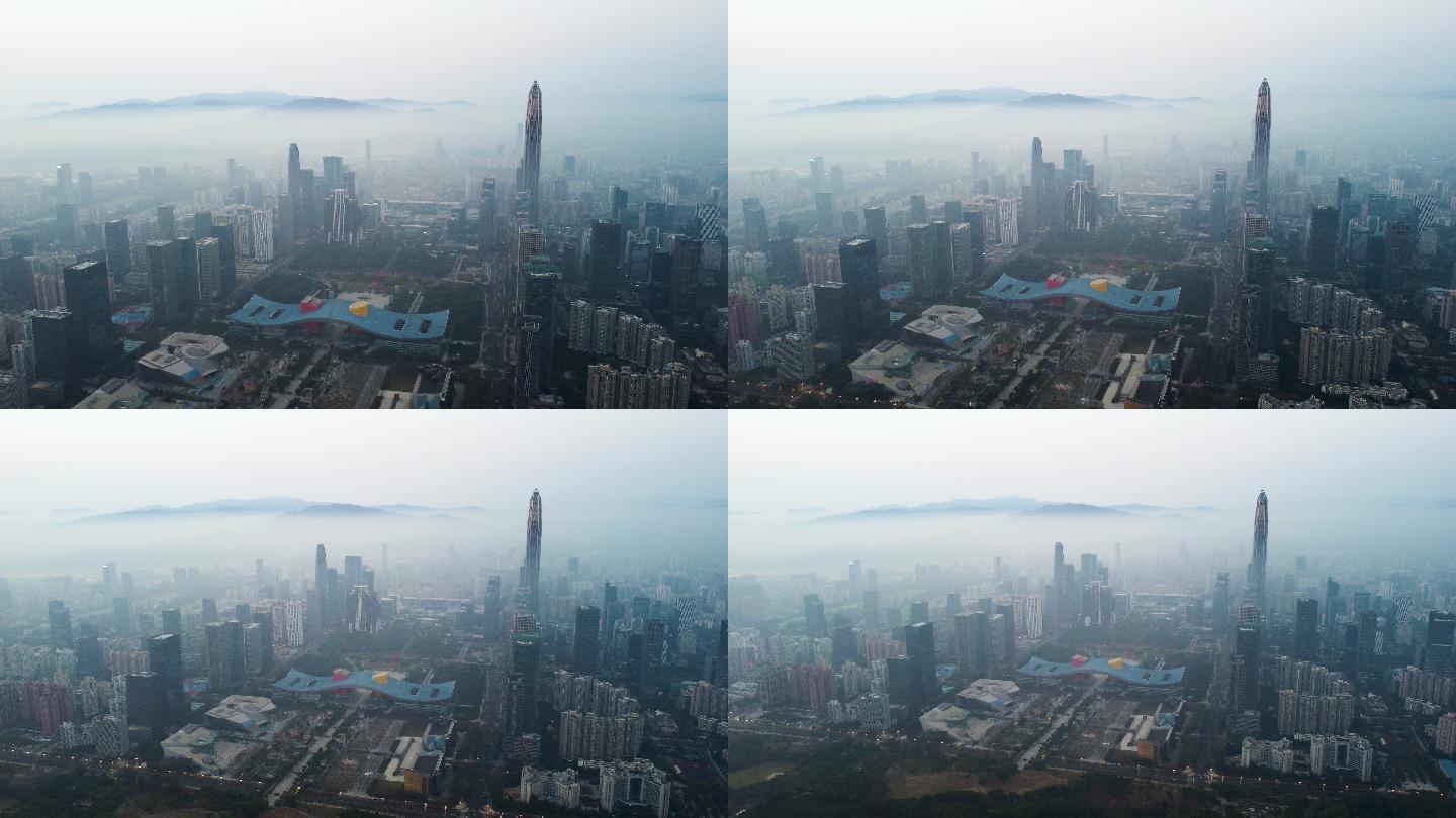 平流雾中深圳的R/T航拍照片