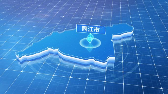 同江市蓝色科技感定位地图