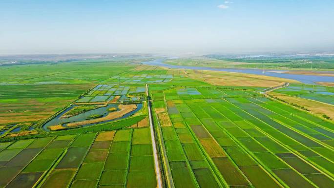 黄河稻田灌区-万亩良田农业大景