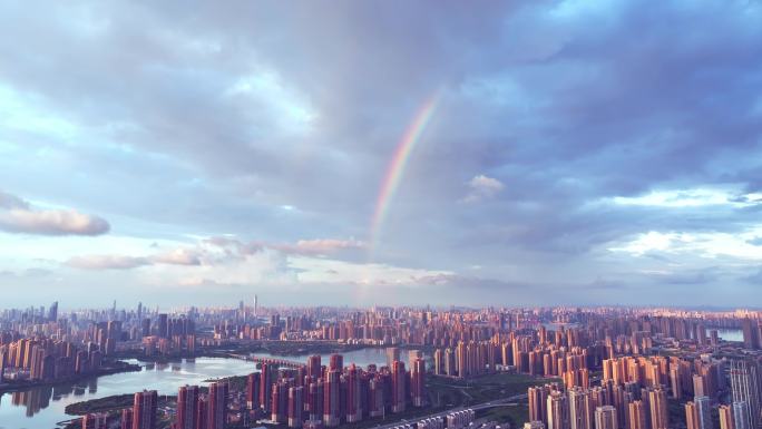 武汉雨后彩虹4K风景