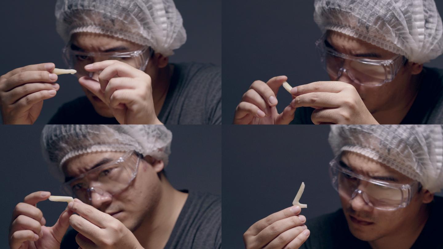 4K镜头特写医生正在检查鼻子硅胶。用于鼻子手术。