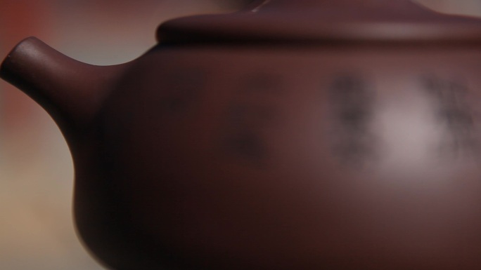 4K紫砂壶特写画面中国传统茶文化