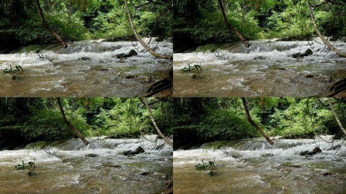 天堂瀑布幻灯片。水资源湖水绿化大地建设大