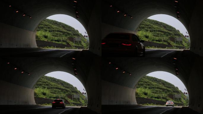 浙江山区农村道路公路隧道车辆交通畅通素材