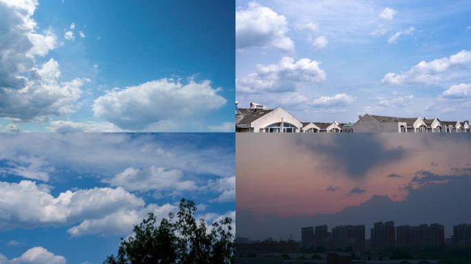 北京夏季夕阳、蓝天白云翻滚风光高清延时
