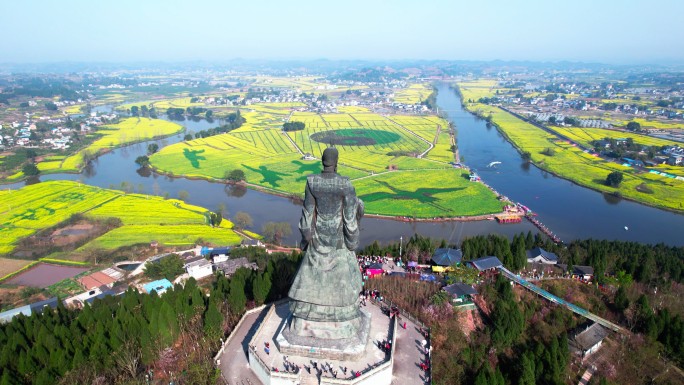 重庆潼南油菜花海4A景区航拍