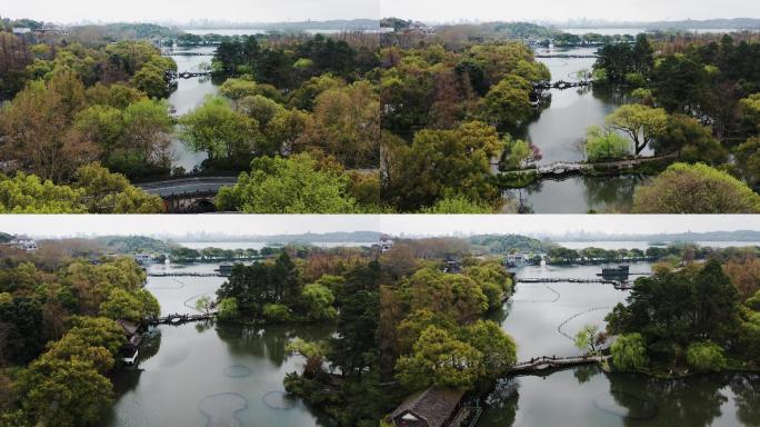 春天的杭州西湖全景4K航拍