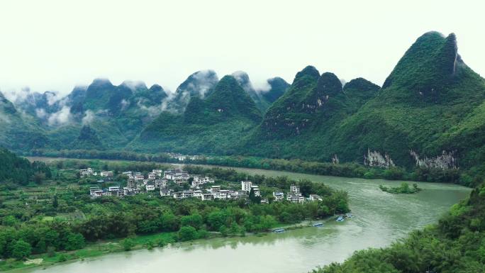 桂林 阳朔 兴坪 九马画山 云海 漓江