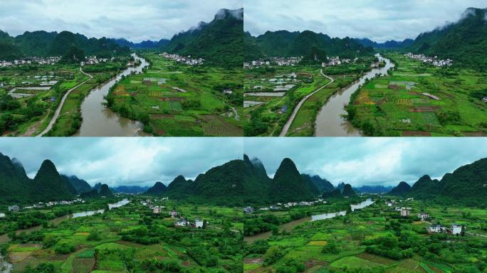 广西桂林雨季遇龙河延时航拍