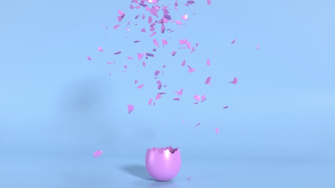 创意复活节彩蛋概念，以4K分辨率将紫色蛋壳与蓝色展开对比