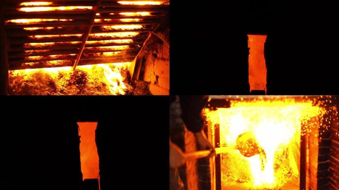 砖窑烧制烧火烤陶器
