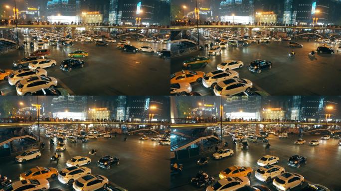 夜间城市交通视图拥挤城市城市交通城市夜景