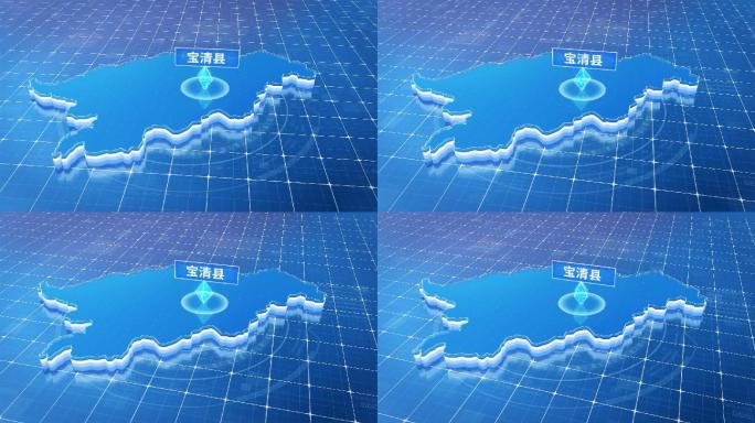 宝清县蓝色科技感定位地图