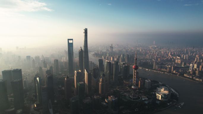 上海天际线鸟瞰图航拍三件套航拍天际线