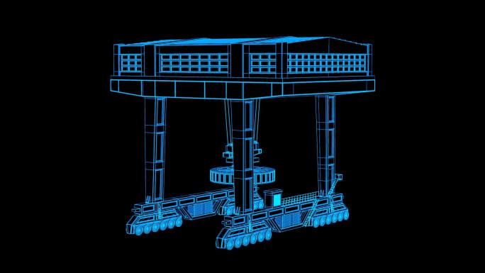 全息科技蓝色线框吊车动画带通道