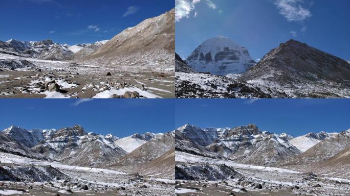 西藏雪山脚下露营地