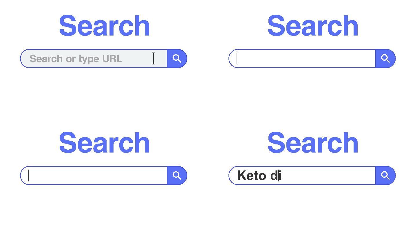 网页浏览器或带有搜索框的网页，键入keto diet进行internet搜索