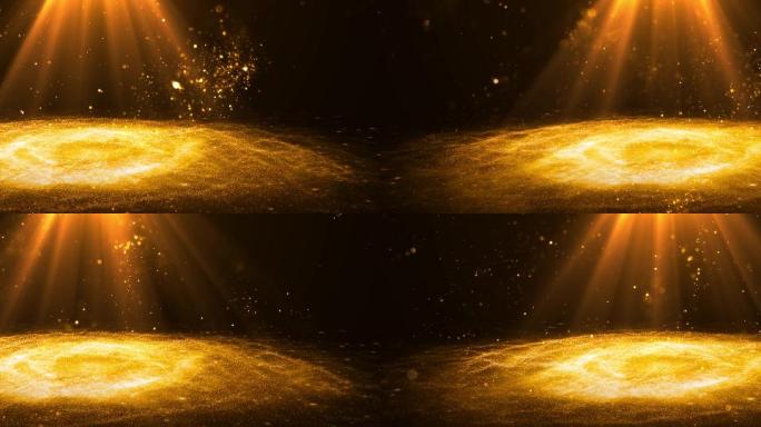 金色唯美星云流动线条粒子舞台背景