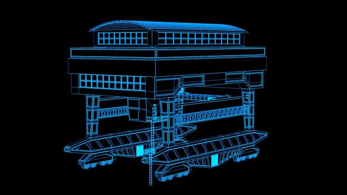 全息科技蓝色线框吊车动画带通道