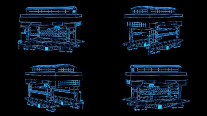 全息科技蓝色线框吊车动画带通道