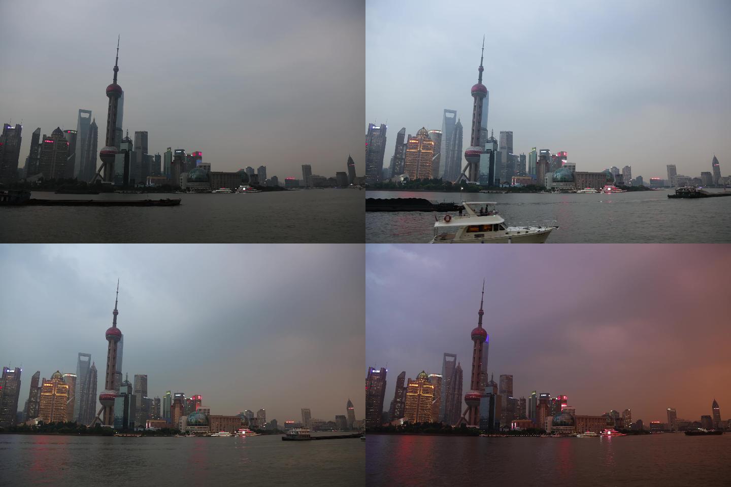 上海外滩日转夜延时，外滩延时，东方明珠