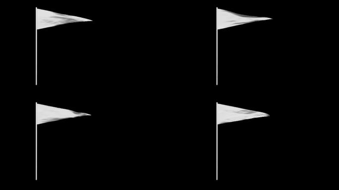 4K白色小旗飘扬通道视频