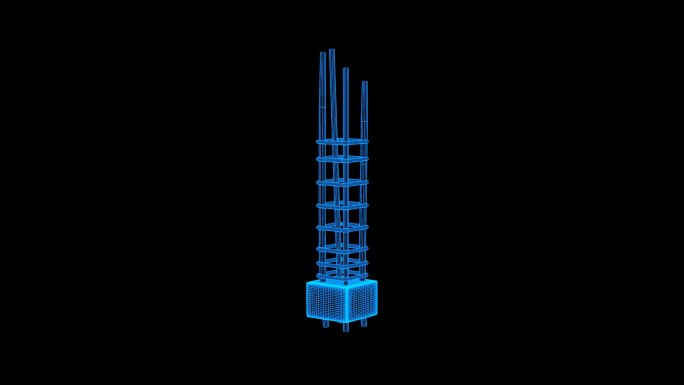 全息科技蓝色线框混凝土柱动画带通道