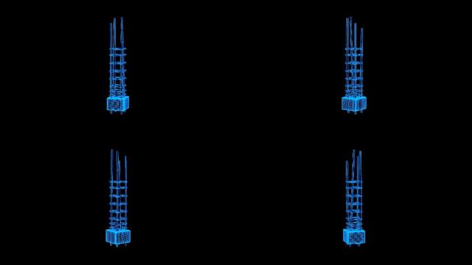 全息科技蓝色线框混凝土柱动画带通道